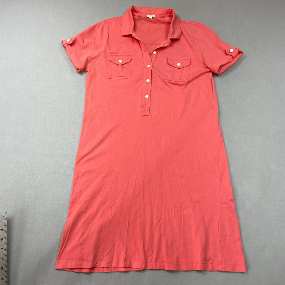 J Crew Mini Lightweight Polo Shirt Dress Size S Coral Short Sleeve Colorful